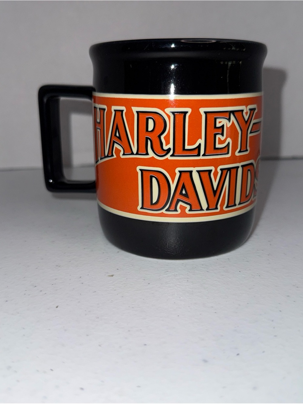 Harley-Davidson Black and Orange Logo Mug